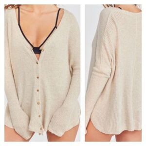 Urban Outfitters‎ Out From Under Beige Jojo Thermal Henley Shirt Size Medium